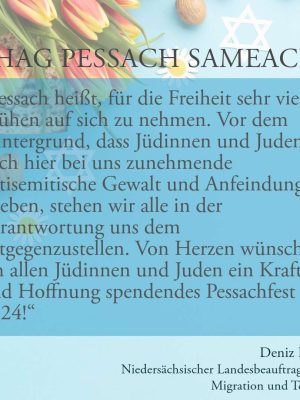 Grußwort zum Pessachfest von Deniz Kurku, Landesbeauftragter für Migration und Teilhabe